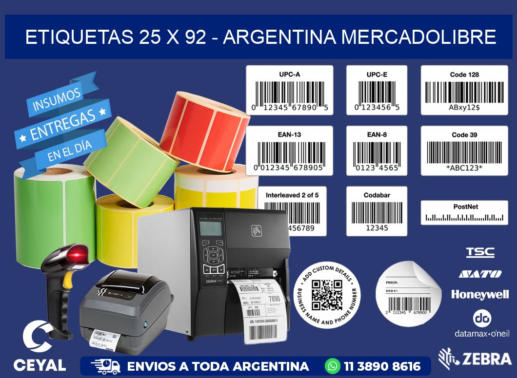 ETIQUETAS 25 x 92 - ARGENTINA MERCADOLIBRE