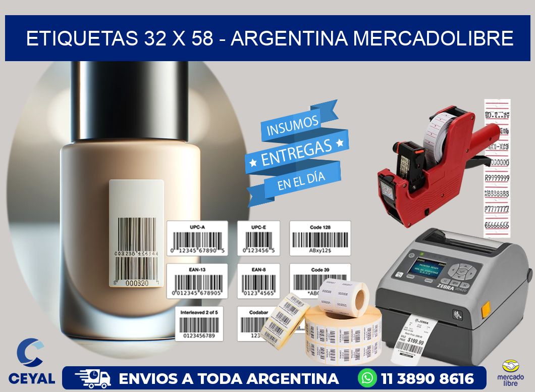 ETIQUETAS 32 x 58 - ARGENTINA MERCADOLIBRE