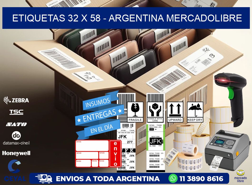 ETIQUETAS 32 x 58 - ARGENTINA MERCADOLIBRE