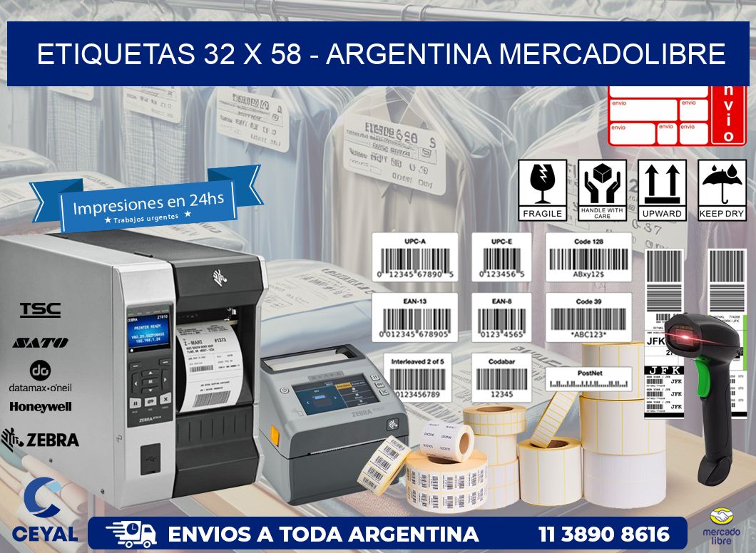 ETIQUETAS 32 x 58 - ARGENTINA MERCADOLIBRE