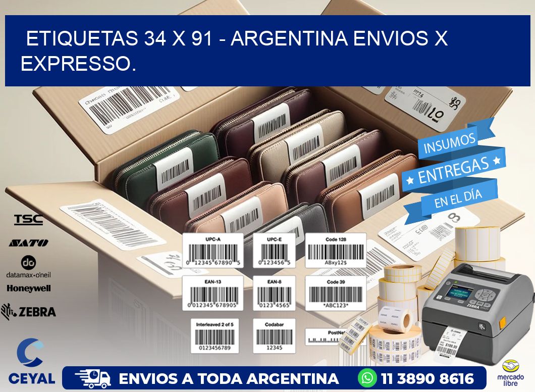 ETIQUETAS 34 x 91 - ARGENTINA ENVIOS X EXPRESSO.