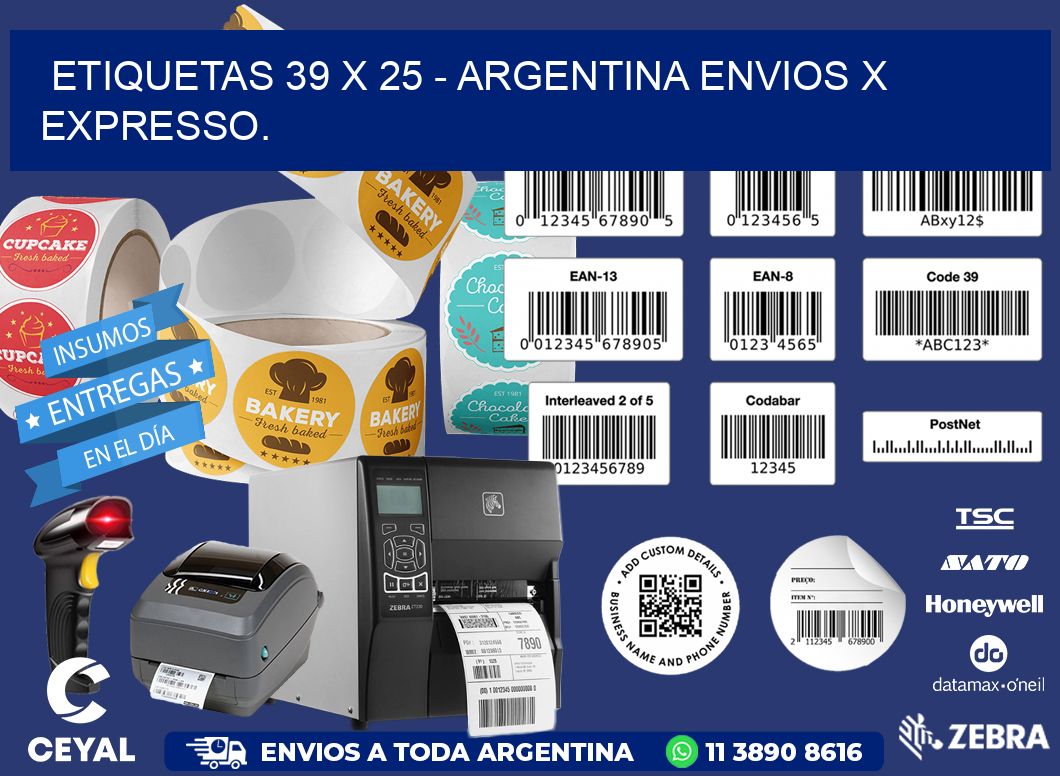 ETIQUETAS 39 x 25 - ARGENTINA ENVIOS X EXPRESSO.