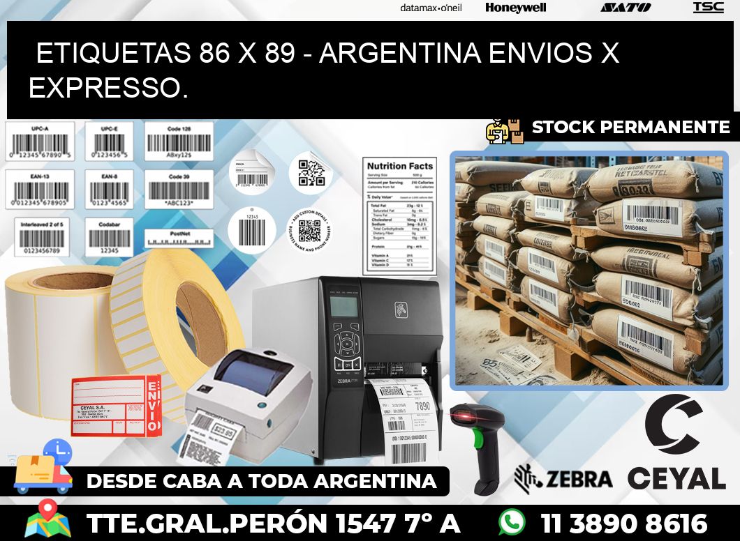 ETIQUETAS 86 x 89 – ARGENTINA ENVIOS X EXPRESSO.