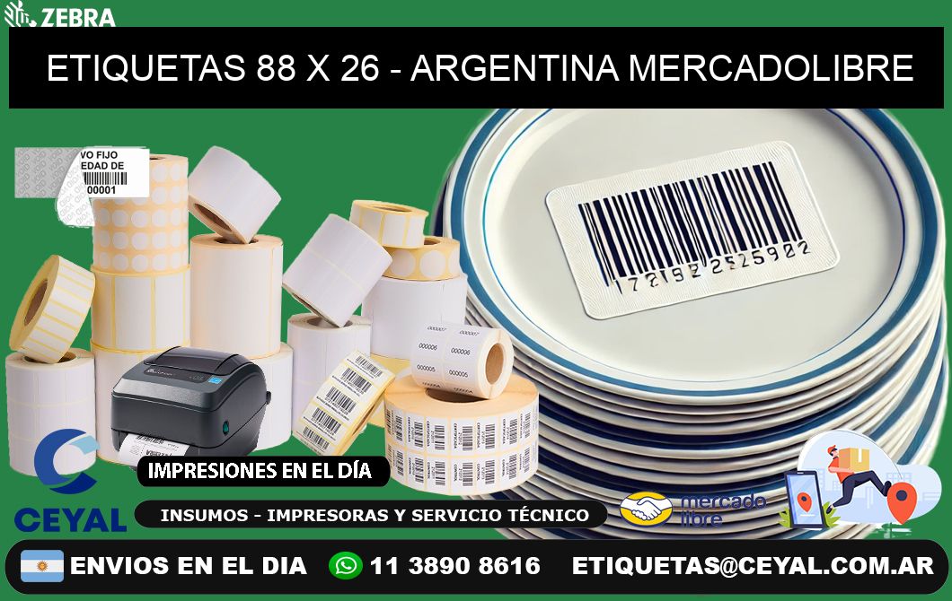 ETIQUETAS 88 x 26 - ARGENTINA MERCADOLIBRE