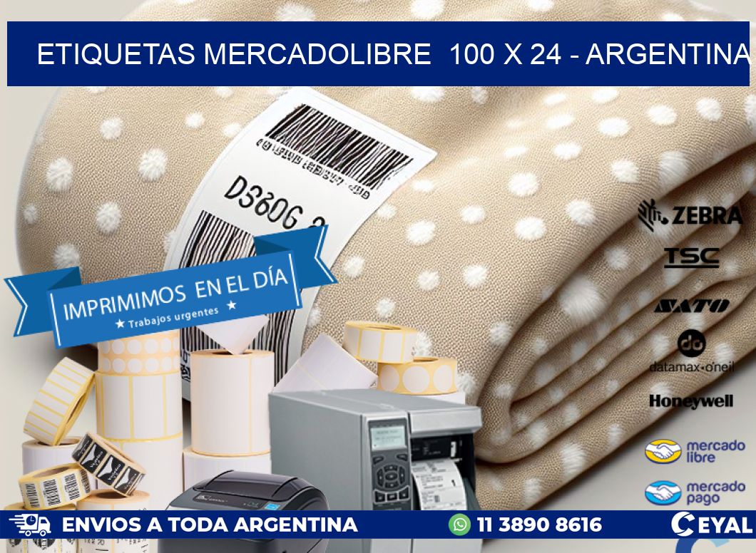 ETIQUETAS MERCADOLIBRE  100 x 24 - ARGENTINA