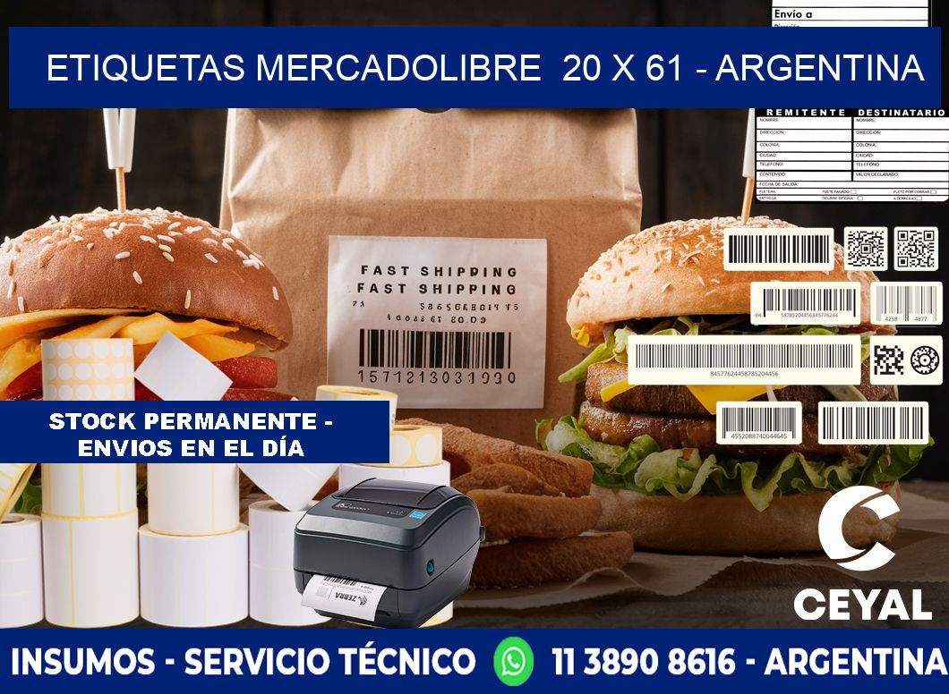 ETIQUETAS MERCADOLIBRE  20 x 61 - ARGENTINA