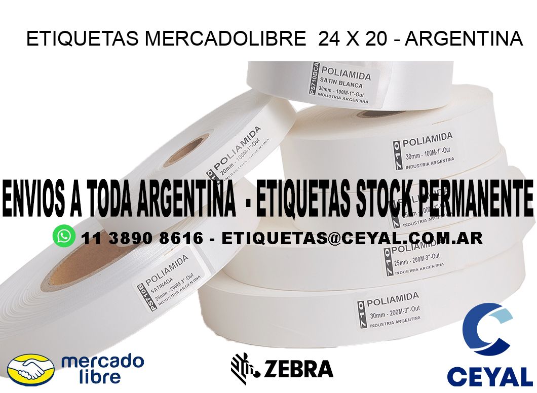 ETIQUETAS MERCADOLIBRE  24 x 20 - ARGENTINA