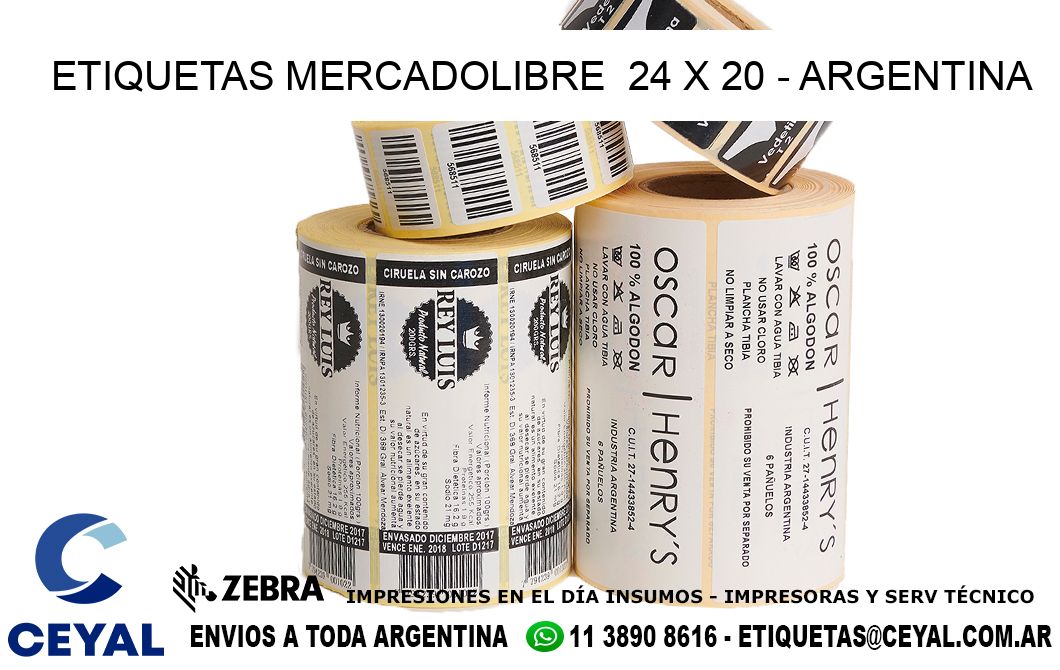 ETIQUETAS MERCADOLIBRE  24 x 20 - ARGENTINA