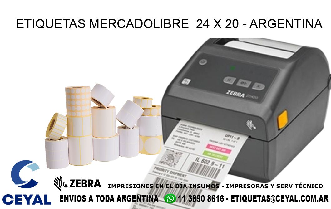 ETIQUETAS MERCADOLIBRE  24 x 20 - ARGENTINA