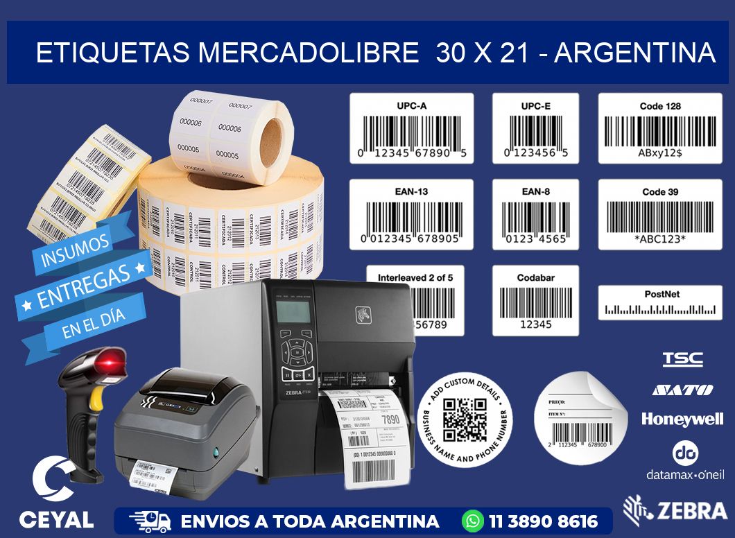 ETIQUETAS MERCADOLIBRE  30 x 21 - ARGENTINA