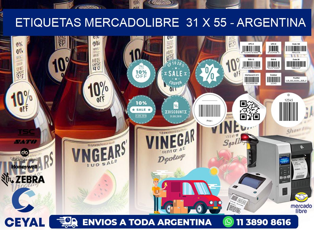 ETIQUETAS MERCADOLIBRE  31 x 55 - ARGENTINA