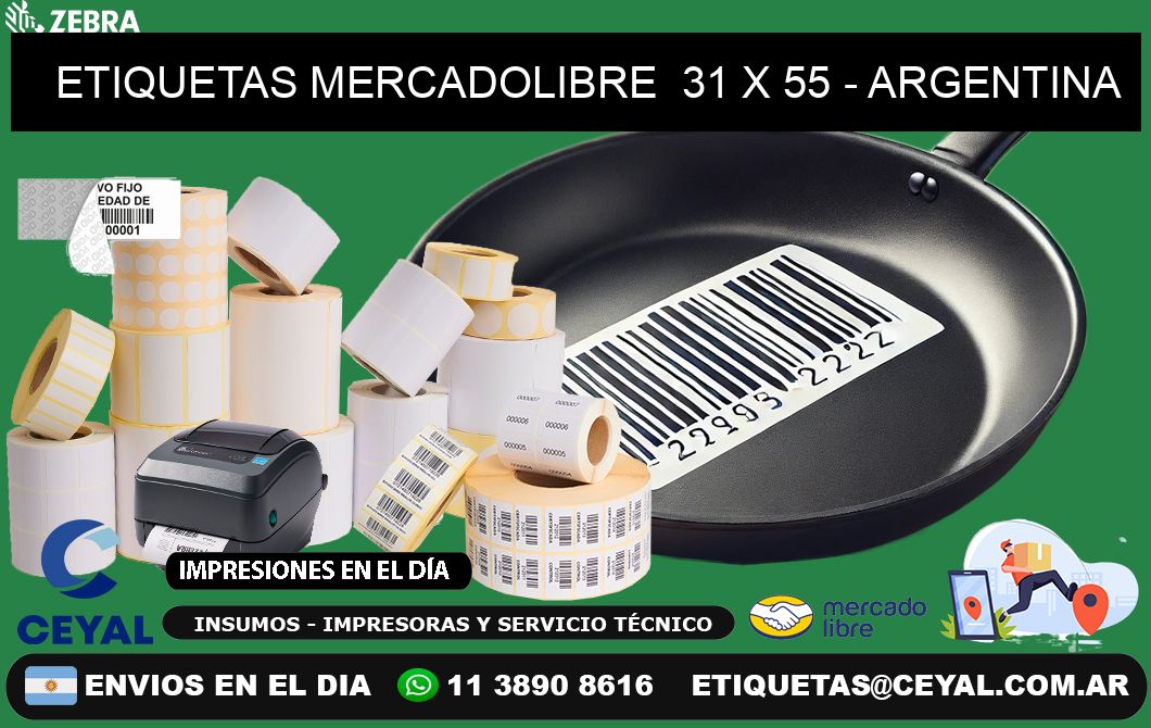 ETIQUETAS MERCADOLIBRE  31 x 55 - ARGENTINA