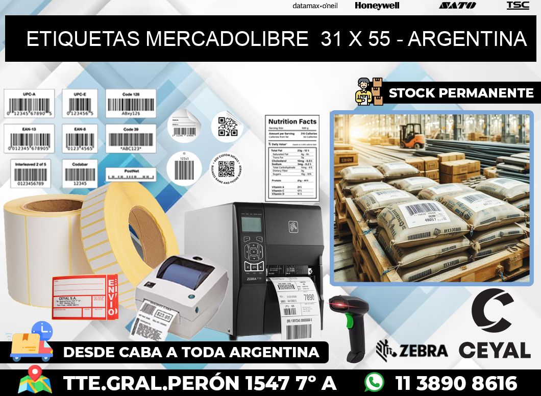 ETIQUETAS MERCADOLIBRE  31 x 55 – ARGENTINA