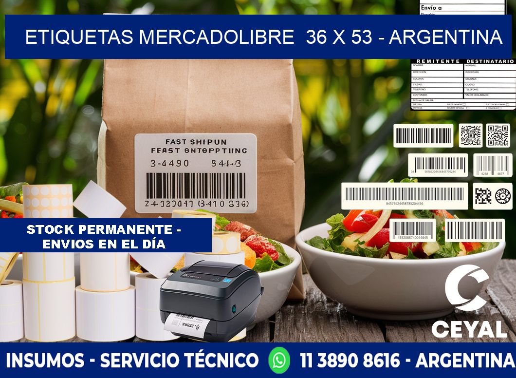 ETIQUETAS MERCADOLIBRE  36 x 53 - ARGENTINA