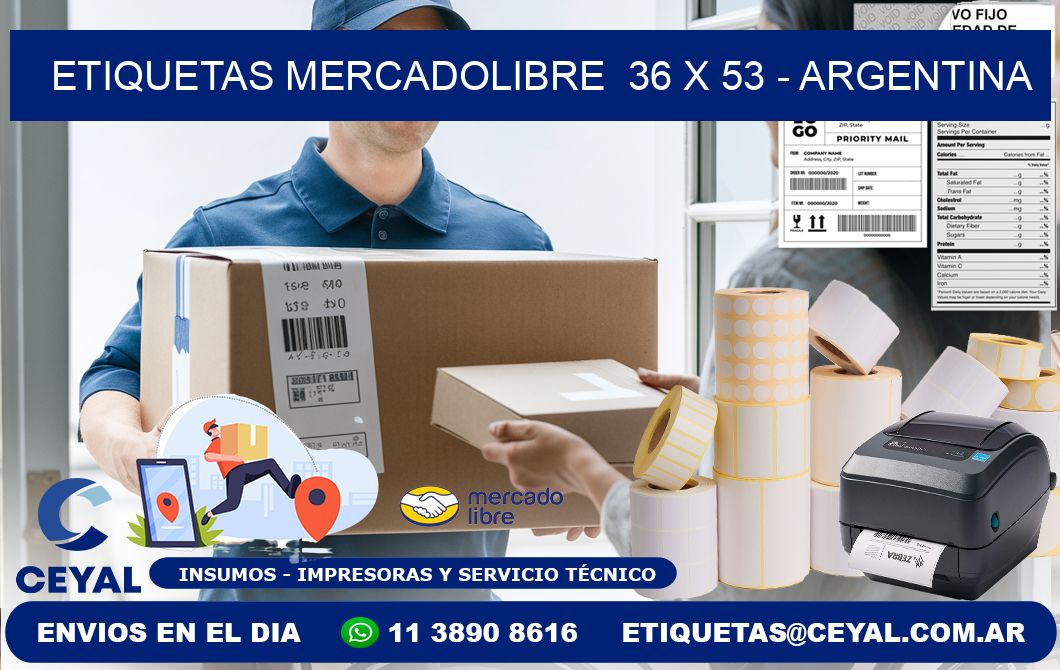 ETIQUETAS MERCADOLIBRE  36 x 53 - ARGENTINA