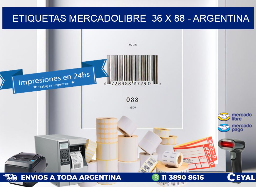 ETIQUETAS MERCADOLIBRE  36 x 88 - ARGENTINA