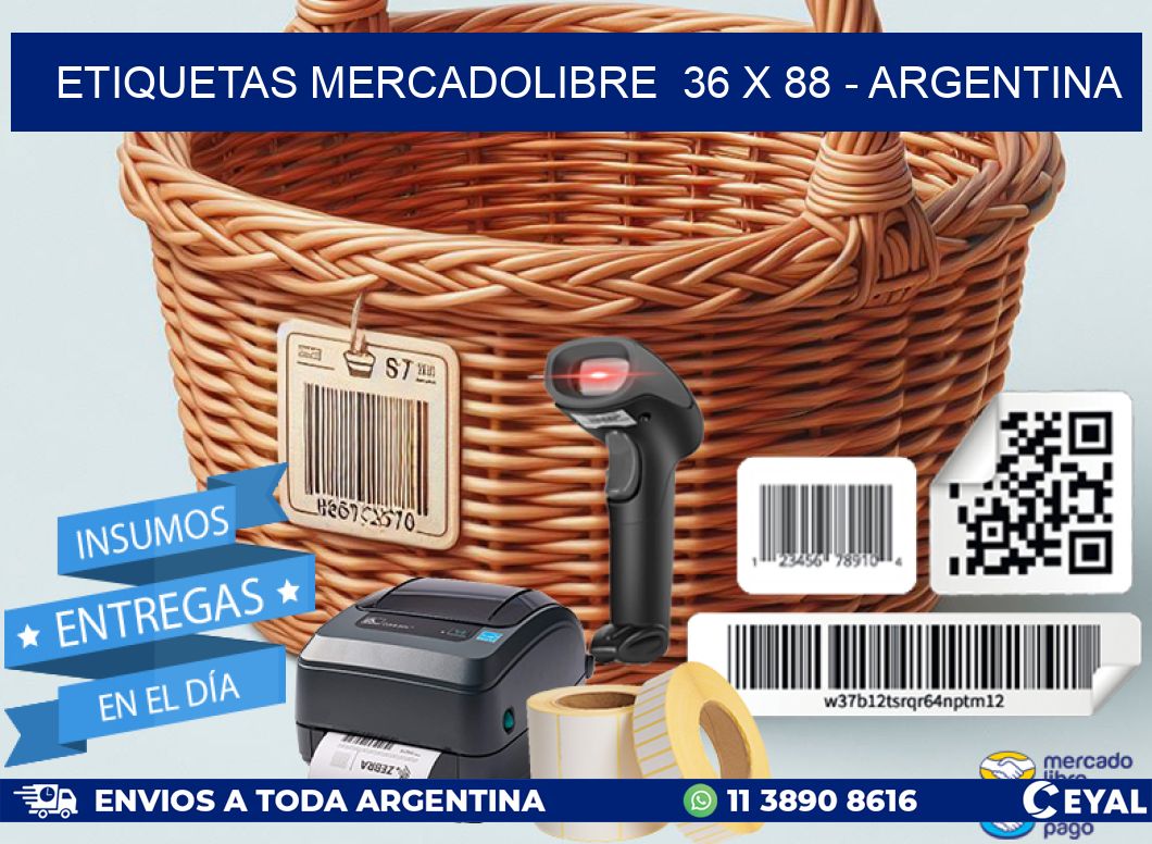 ETIQUETAS MERCADOLIBRE  36 x 88 - ARGENTINA