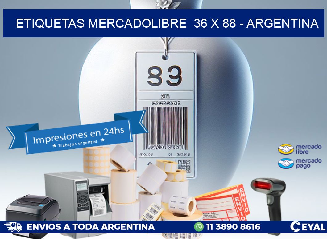 ETIQUETAS MERCADOLIBRE  36 x 88 - ARGENTINA