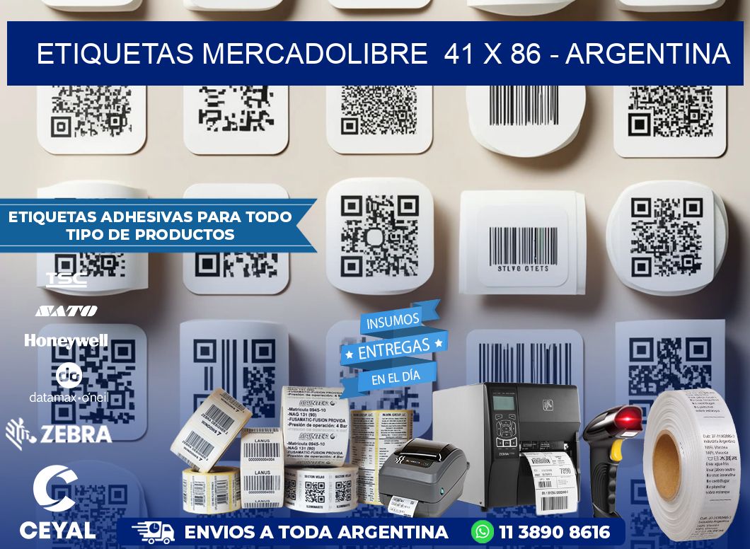 ETIQUETAS MERCADOLIBRE  41 x 86 - ARGENTINA