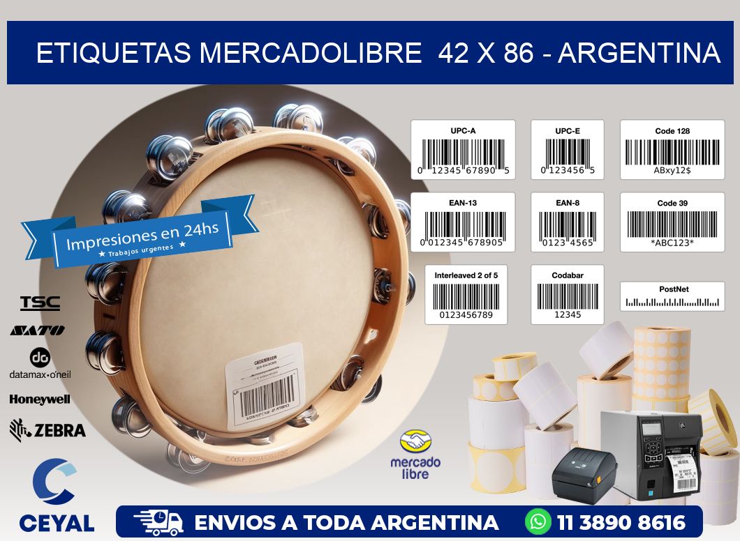 ETIQUETAS MERCADOLIBRE  42 x 86 - ARGENTINA