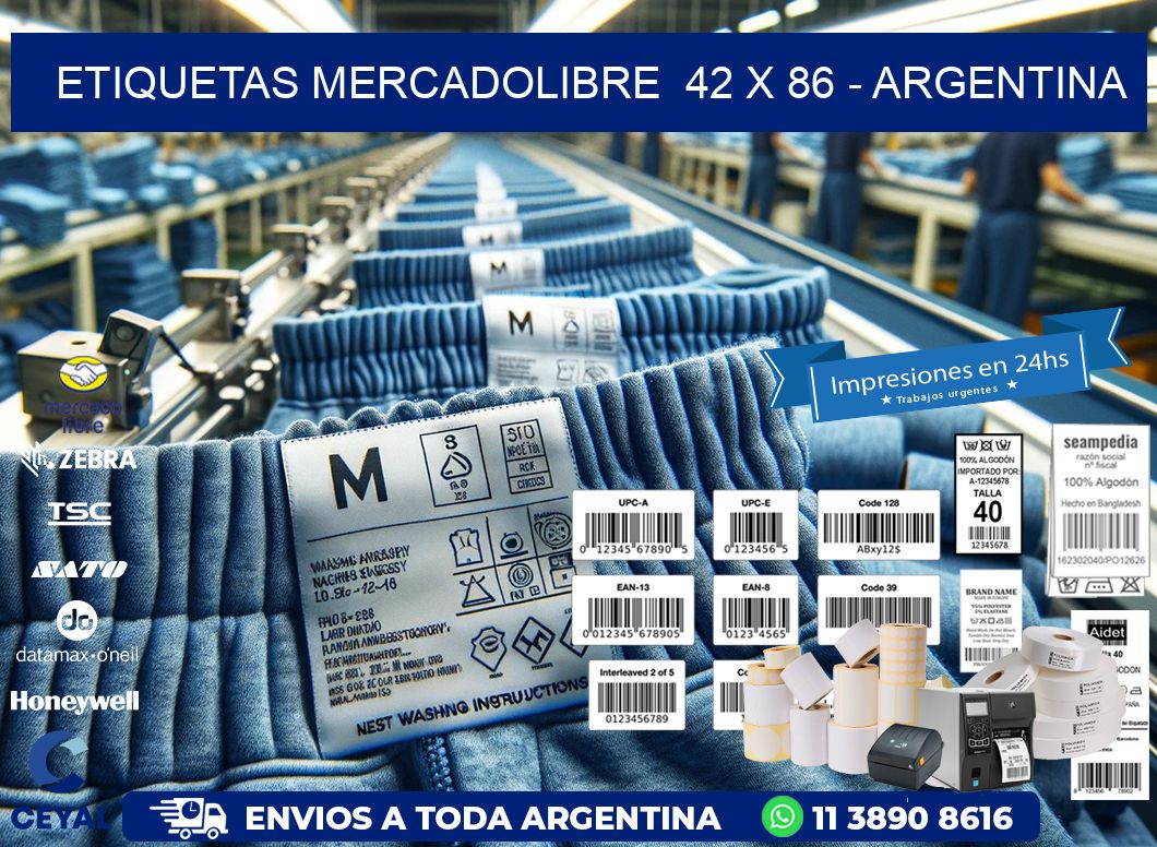 ETIQUETAS MERCADOLIBRE  42 x 86 - ARGENTINA