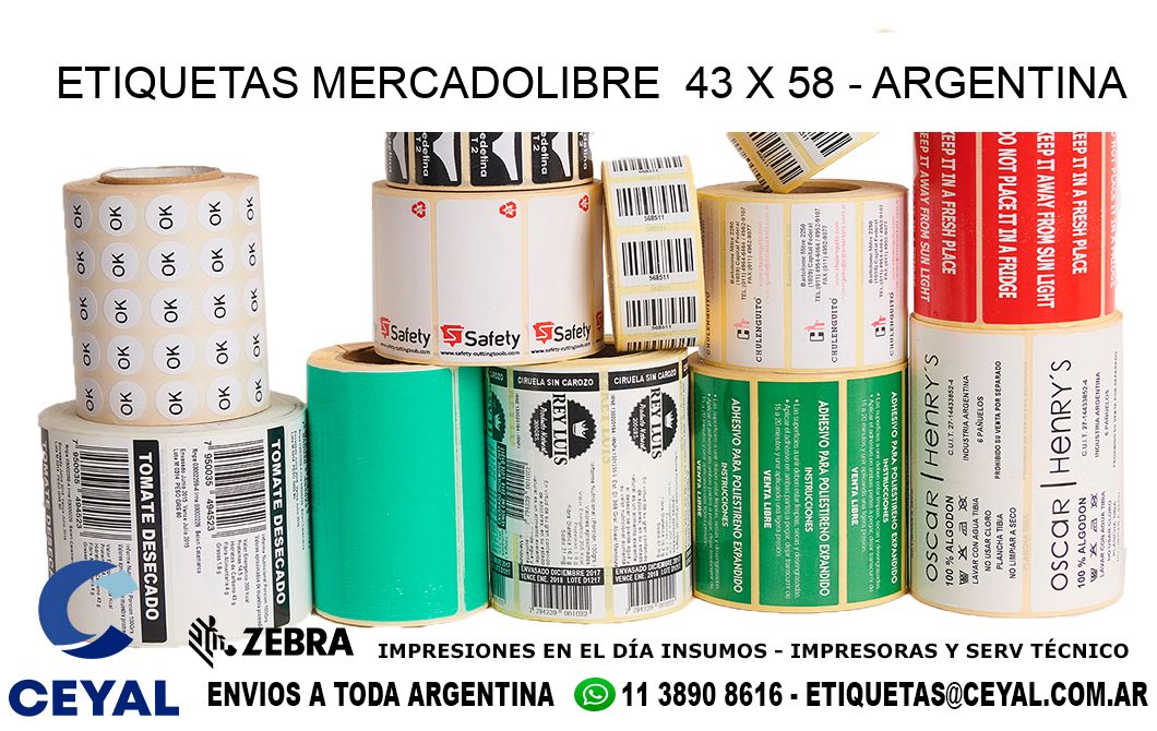 ETIQUETAS MERCADOLIBRE  43 x 58 - ARGENTINA