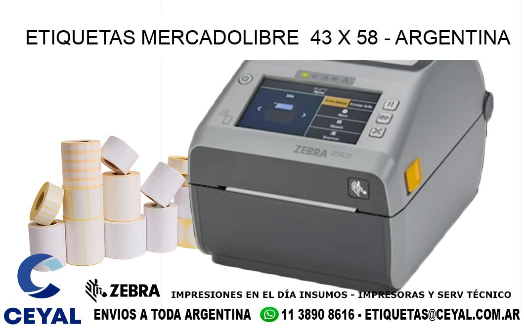 ETIQUETAS MERCADOLIBRE  43 x 58 - ARGENTINA