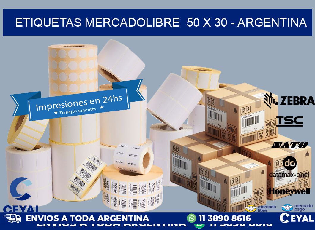 ETIQUETAS MERCADOLIBRE  50 x 30 - ARGENTINA