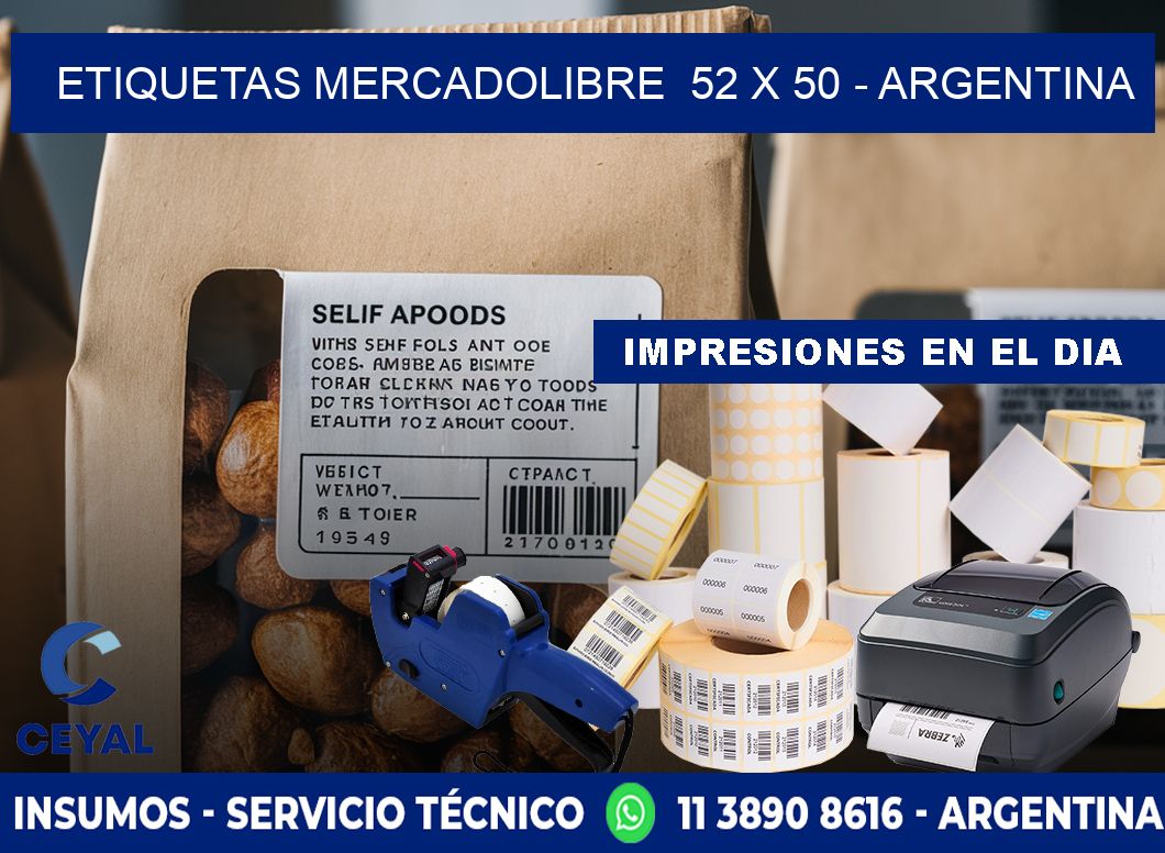 ETIQUETAS MERCADOLIBRE  52 x 50 - ARGENTINA