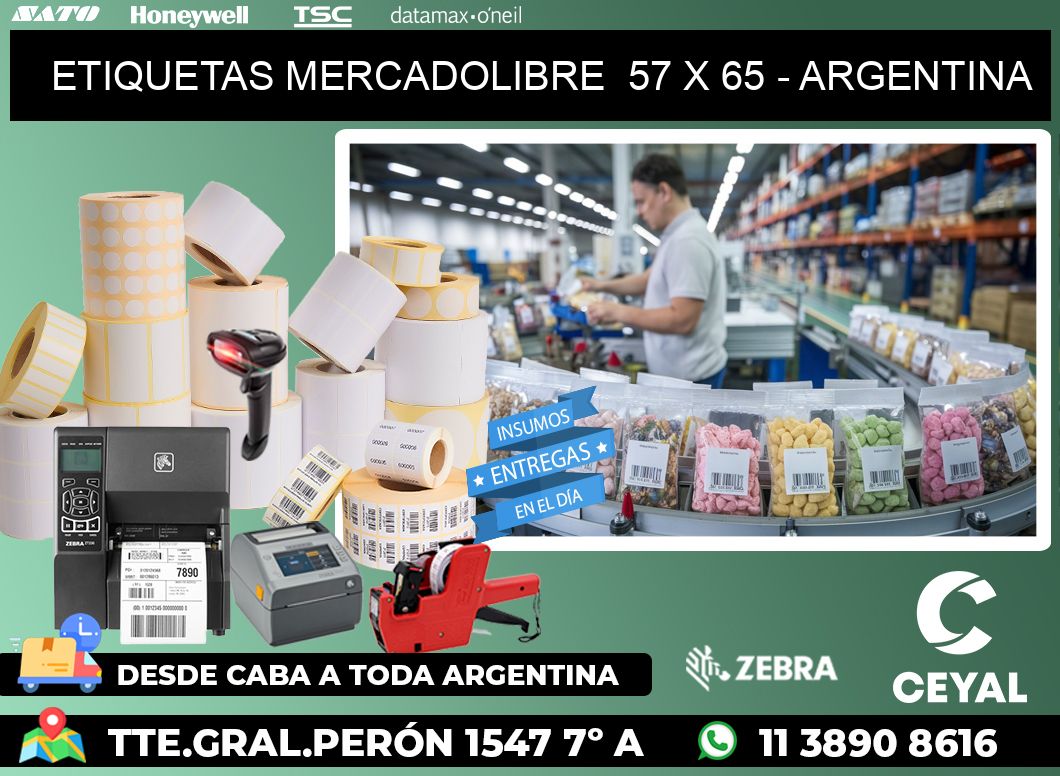 ETIQUETAS MERCADOLIBRE  57 x 65 - ARGENTINA