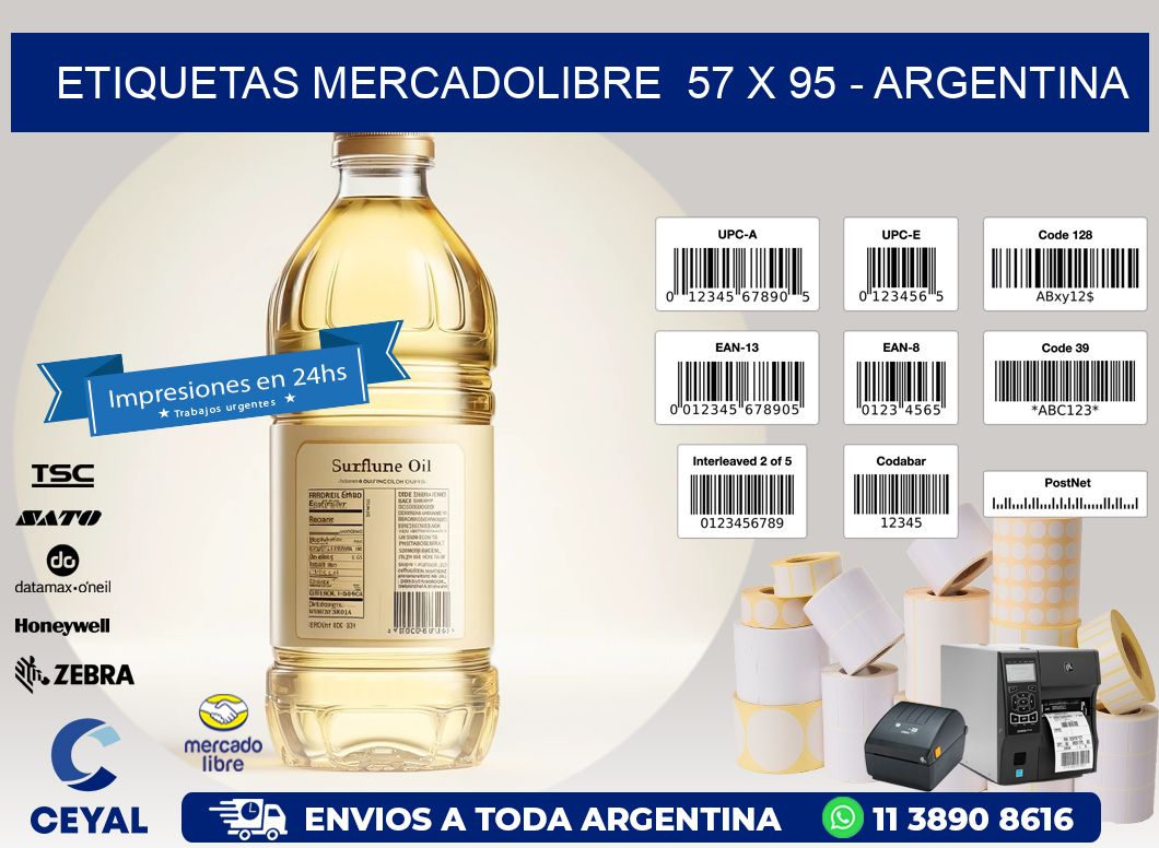 ETIQUETAS MERCADOLIBRE  57 x 95 - ARGENTINA