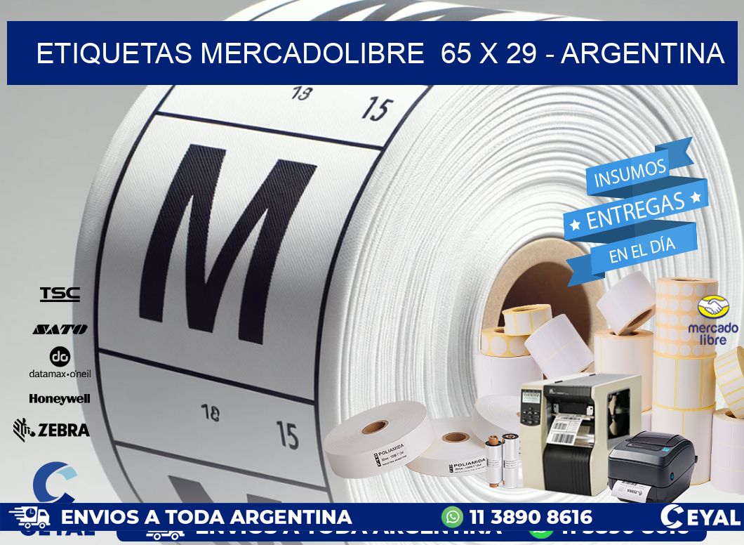 ETIQUETAS MERCADOLIBRE  65 x 29 - ARGENTINA