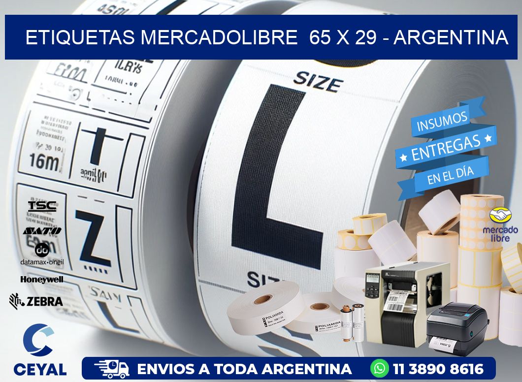 ETIQUETAS MERCADOLIBRE  65 x 29 - ARGENTINA