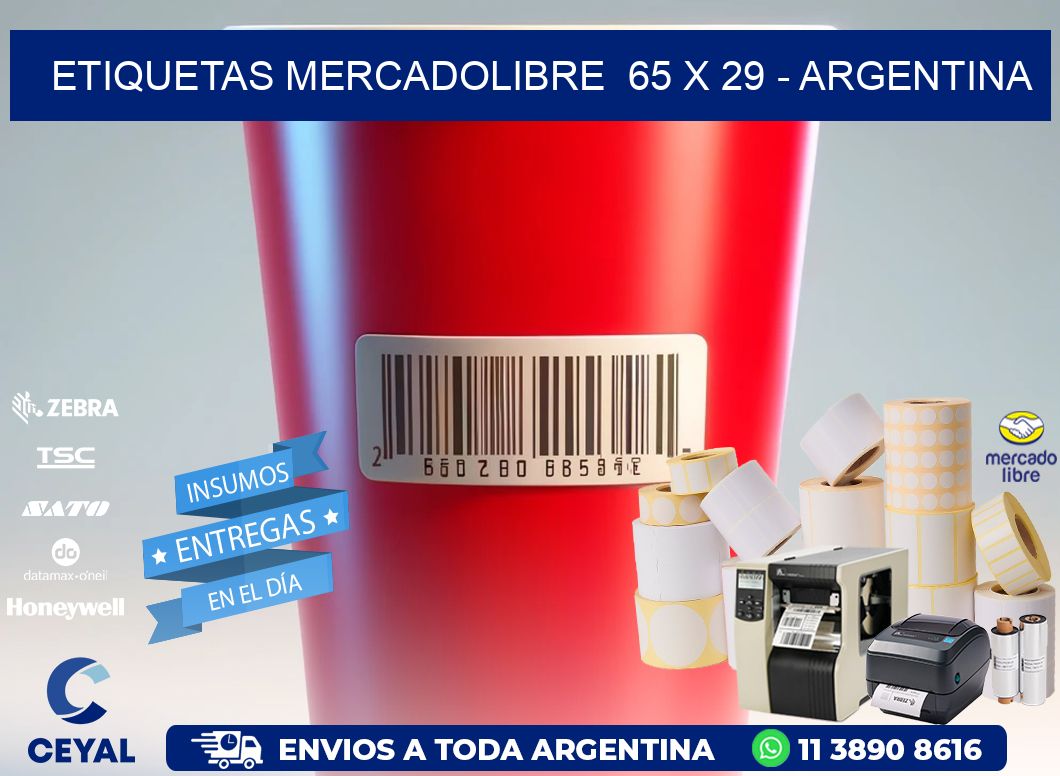 ETIQUETAS MERCADOLIBRE  65 x 29 - ARGENTINA