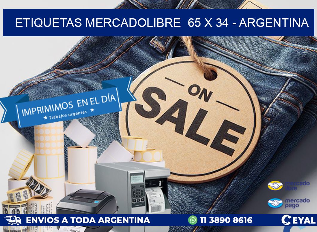 ETIQUETAS MERCADOLIBRE  65 x 34 - ARGENTINA