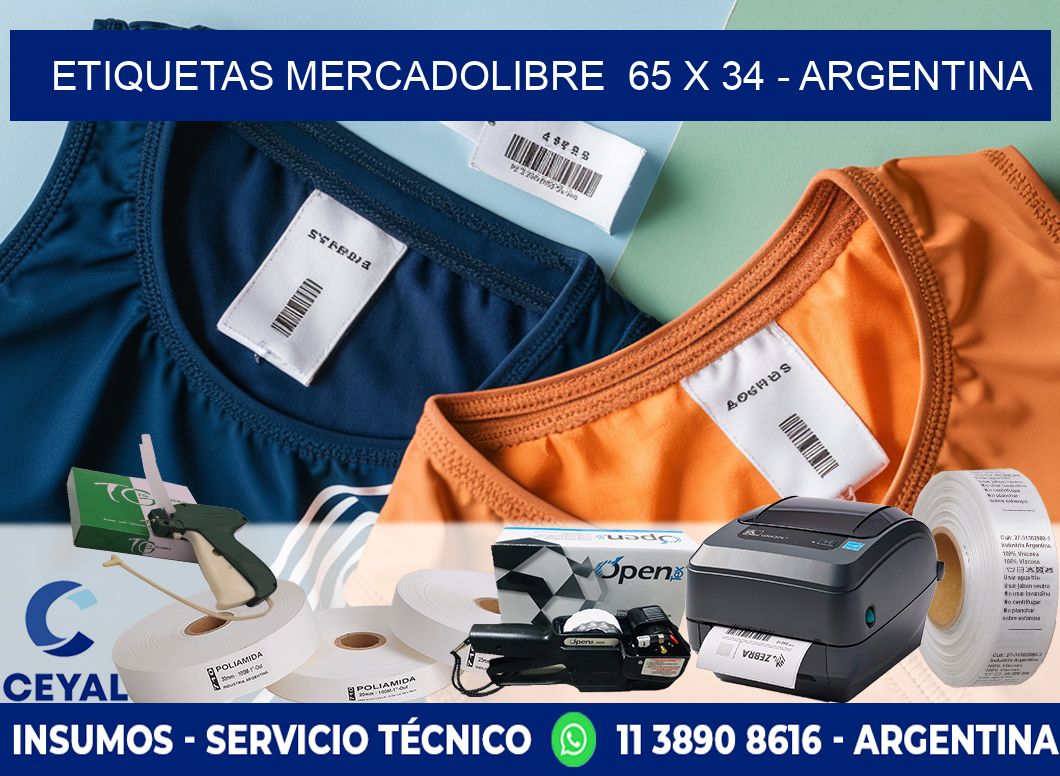 ETIQUETAS MERCADOLIBRE  65 x 34 - ARGENTINA