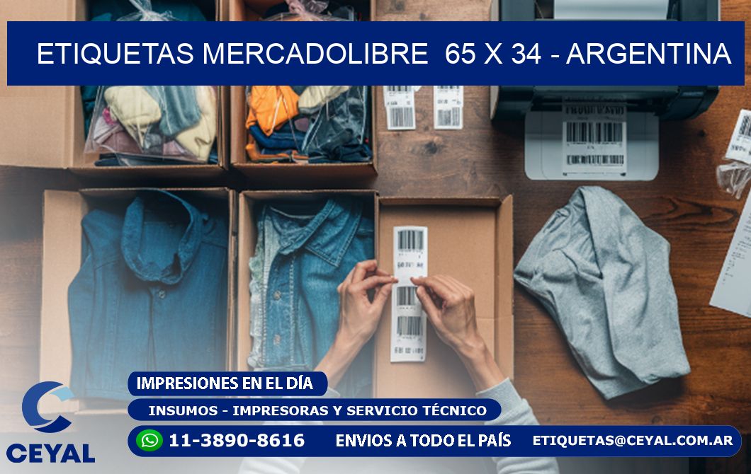 ETIQUETAS MERCADOLIBRE  65 x 34 - ARGENTINA