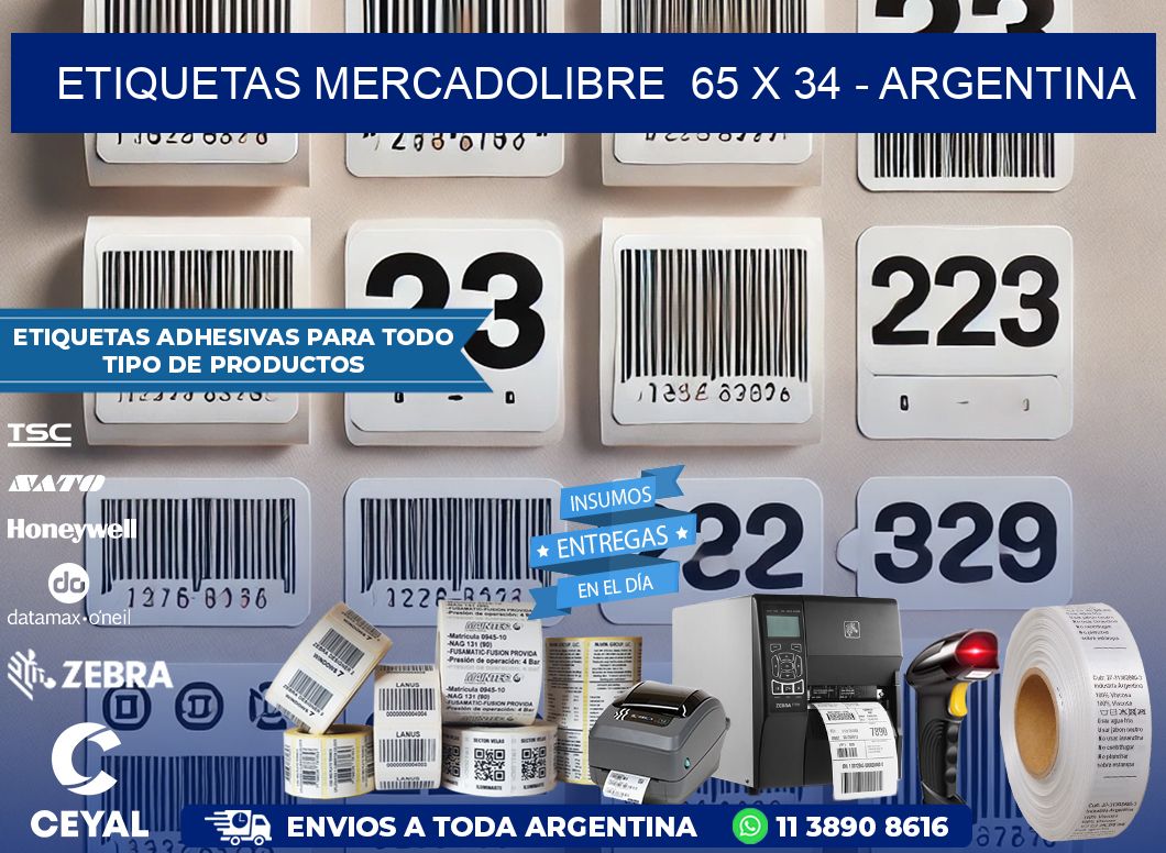 ETIQUETAS MERCADOLIBRE  65 x 34 - ARGENTINA