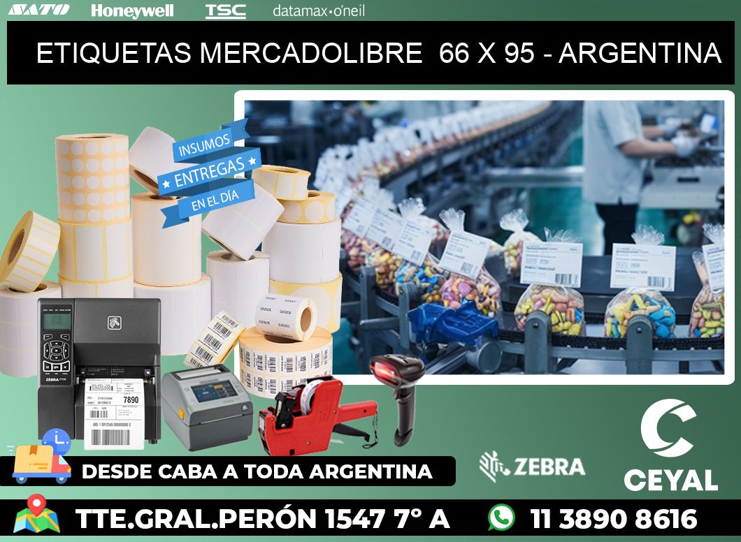 ETIQUETAS MERCADOLIBRE  66 x 95 - ARGENTINA