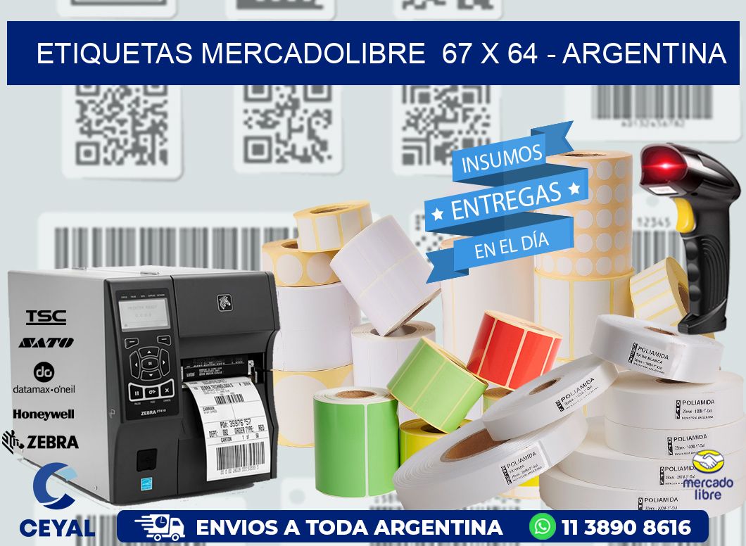 ETIQUETAS MERCADOLIBRE  67 x 64 - ARGENTINA