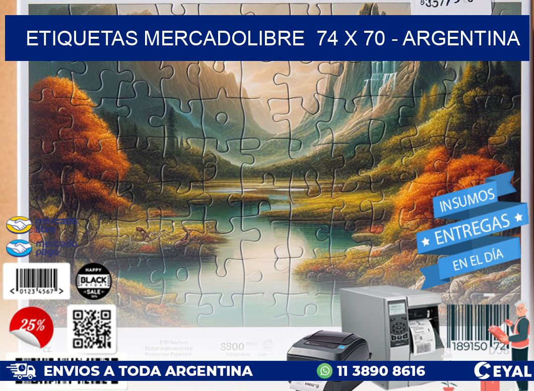 ETIQUETAS MERCADOLIBRE  74 x 70 – ARGENTINA