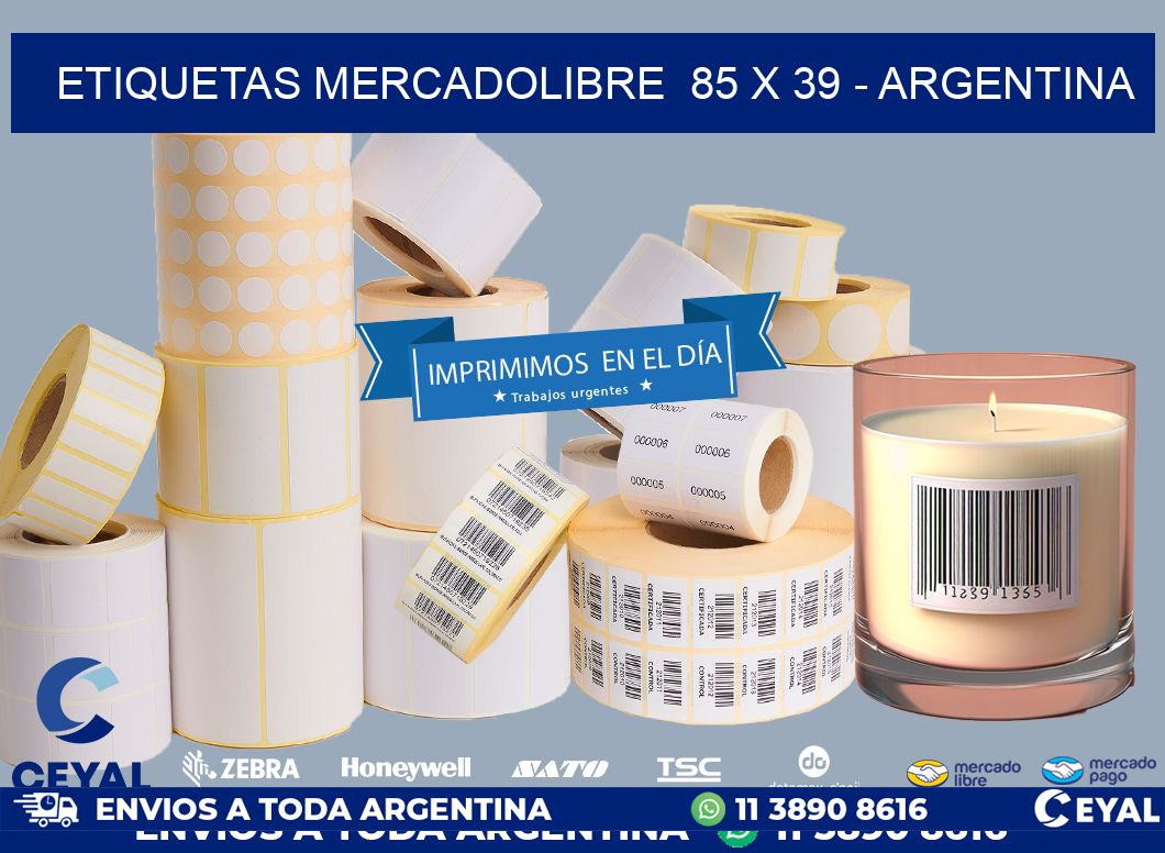 ETIQUETAS MERCADOLIBRE  85 x 39 - ARGENTINA