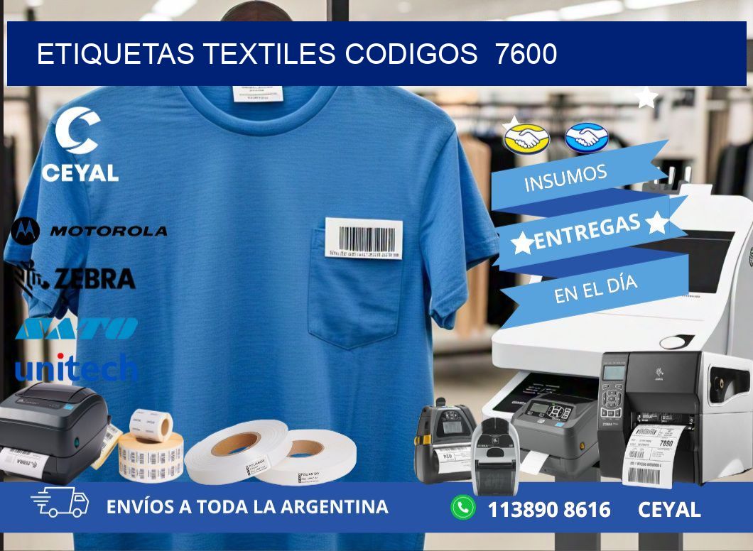 ETIQUETAS TEXTILES CODIGOS  7600