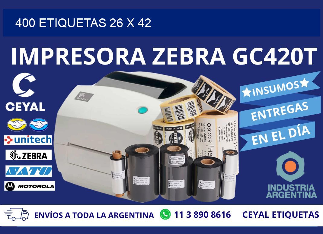400 ETIQUETAS 26 x 42