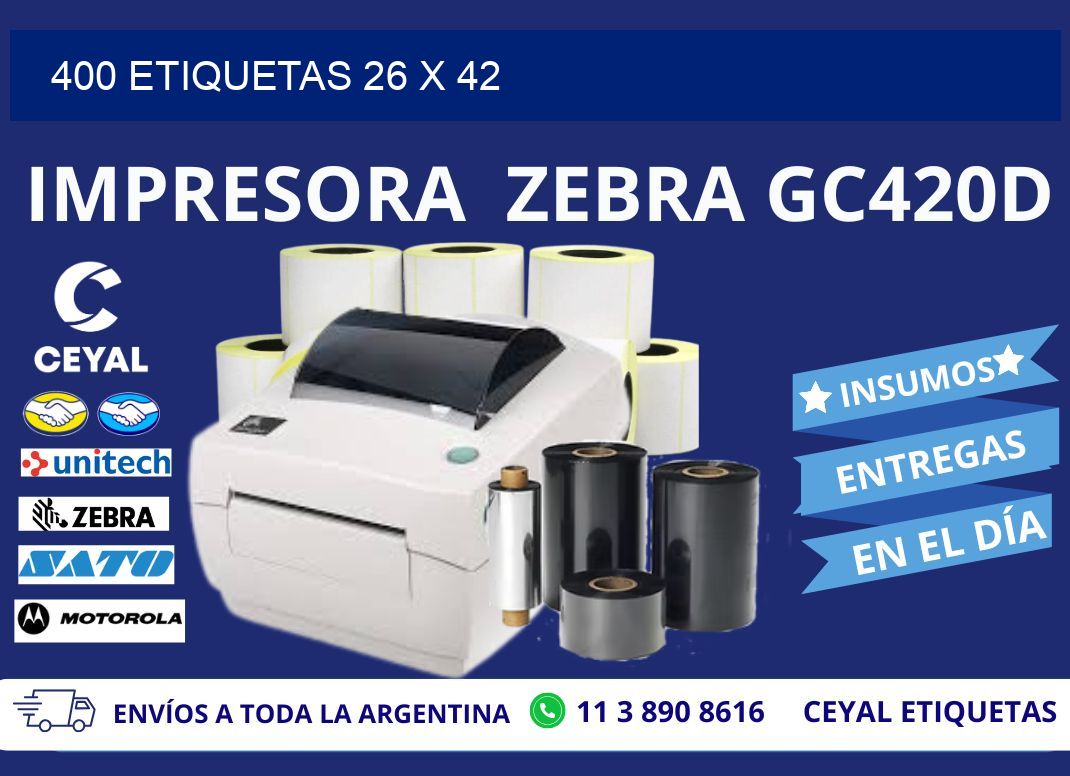 400 ETIQUETAS 26 x 42