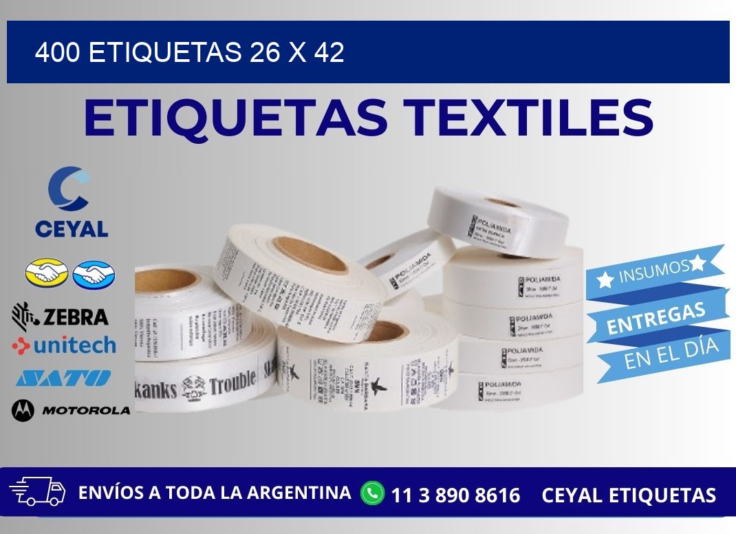 400 ETIQUETAS 26 x 42