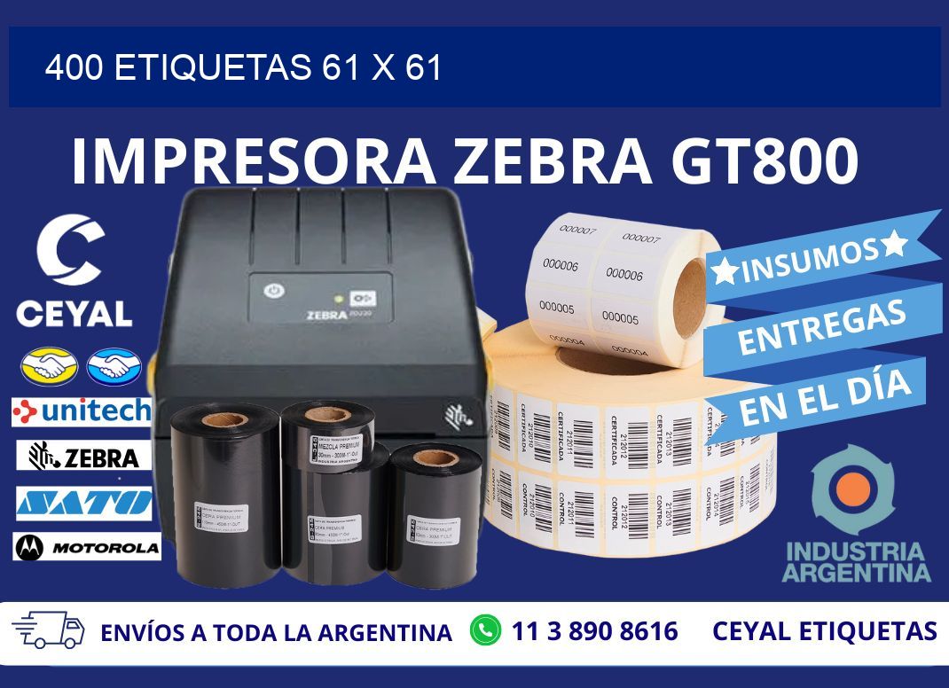 400 ETIQUETAS 61 x 61