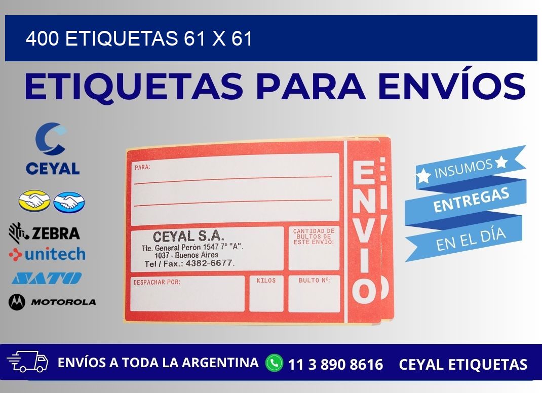 400 ETIQUETAS 61 x 61