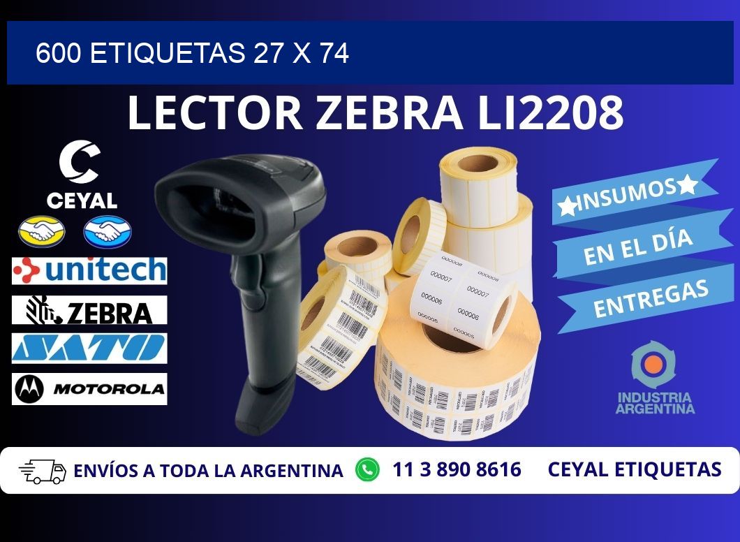 600 ETIQUETAS 27 x 74