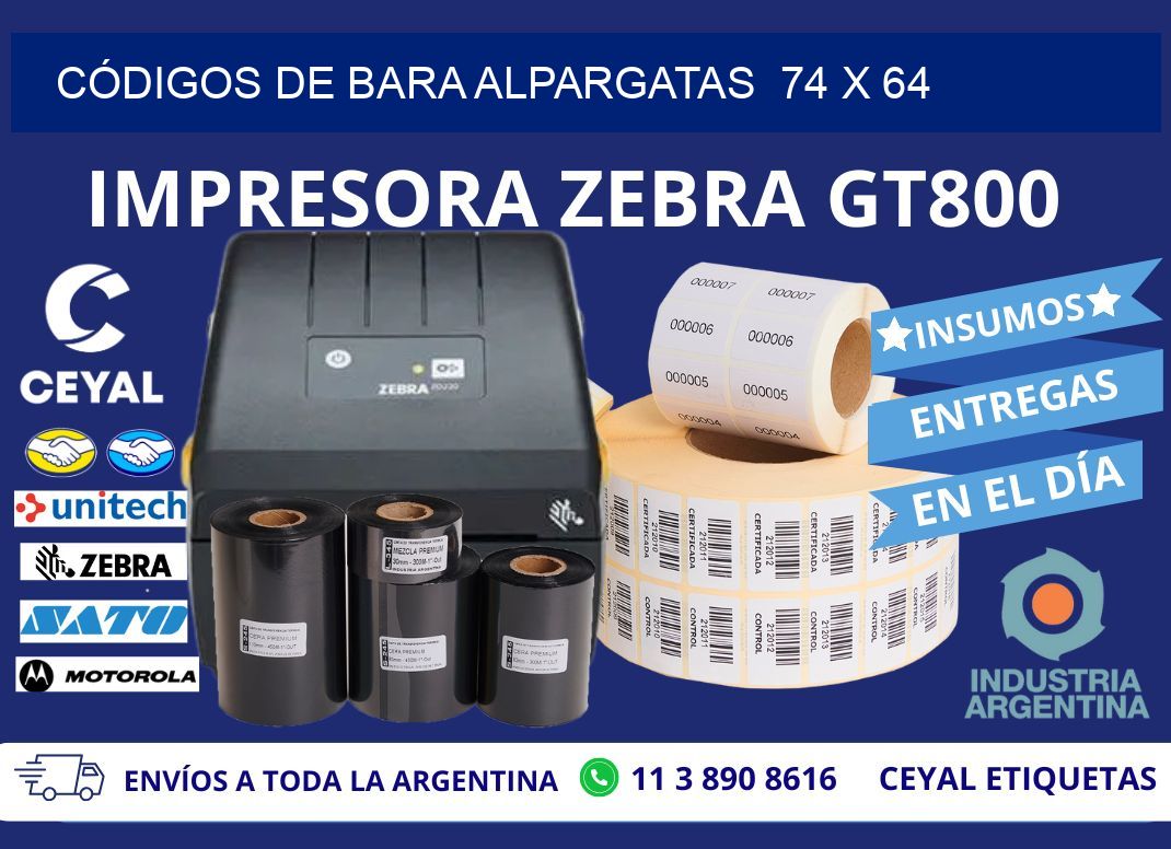 CÓDIGOS DE BARA ALPARGATAS  74 x 64